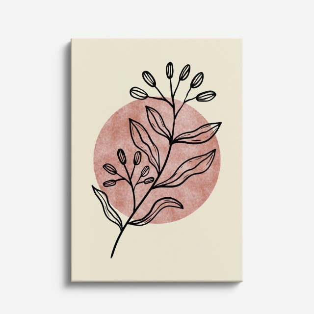 cuadro canvas floral y botanico brote coral estilo contemporaneo