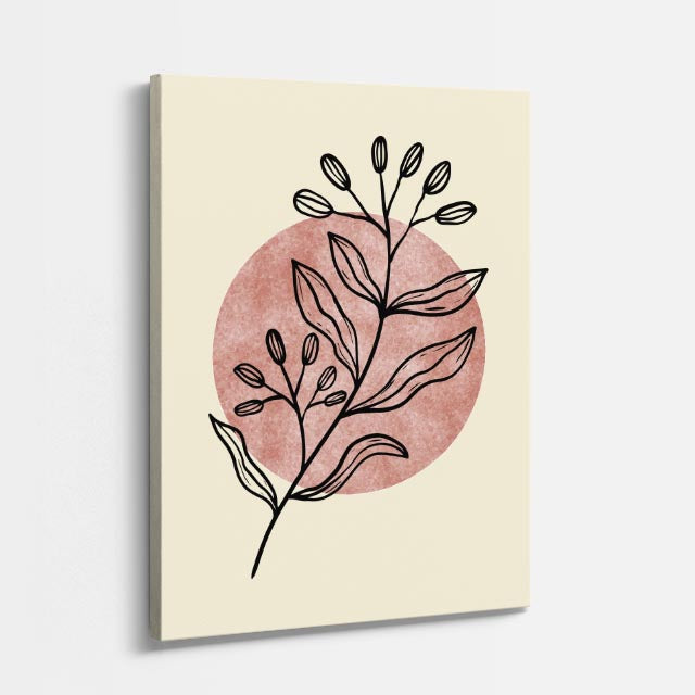 cuadro canvas floral y botanico brote coral estilo contemporaneo