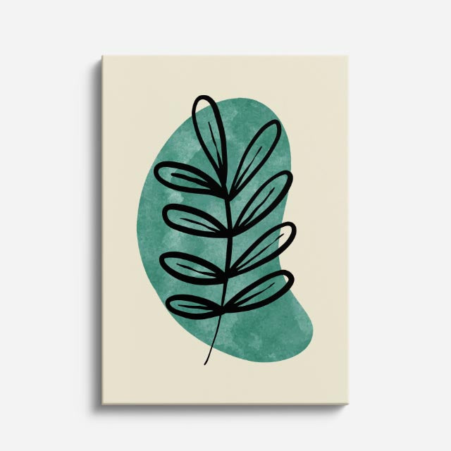 cuadro canvas floral y botanico hoja jade estilo contemporaneo