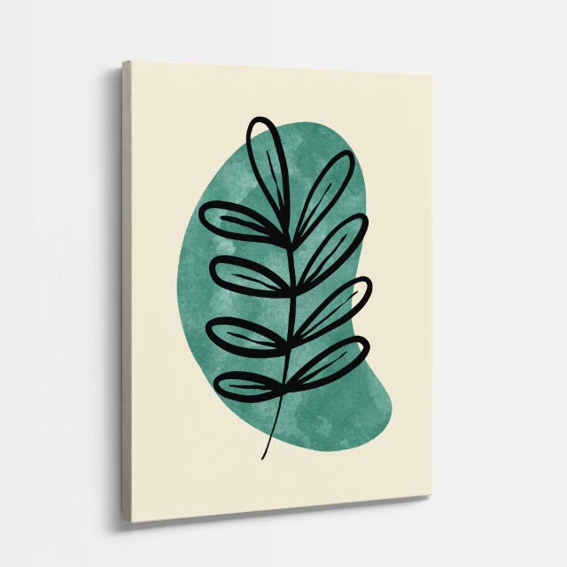cuadro canvas floral y botanico hoja jade estilo contemporaneo