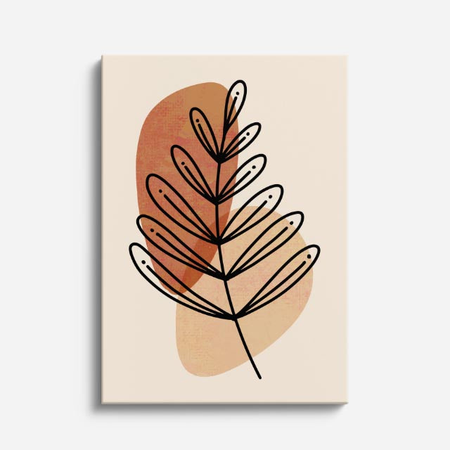 cuadro canvas floral y botanico hoja terracota estilo contemporaneo