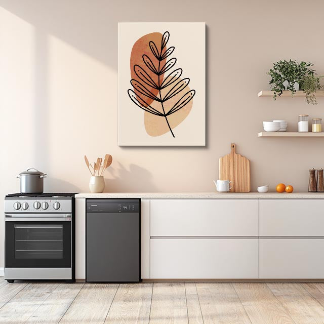 cuadro canvas floral y botanico hoja terracota estilo contemporaneo