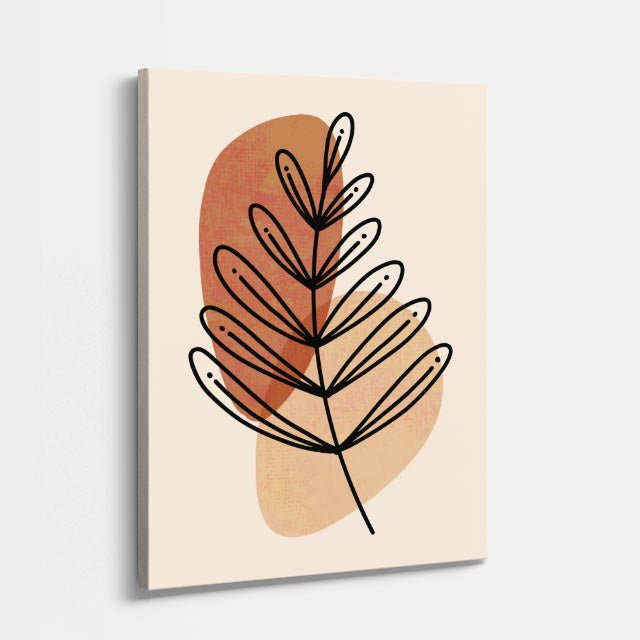 cuadro canvas floral y botanico hoja terracota estilo contemporaneo