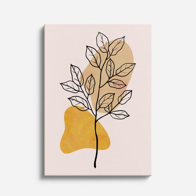 cuadro canvas floral y botanico rama crema estilo contemporaneo