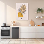 cuadro canvas floral y botanico rama crema estilo contemporaneo