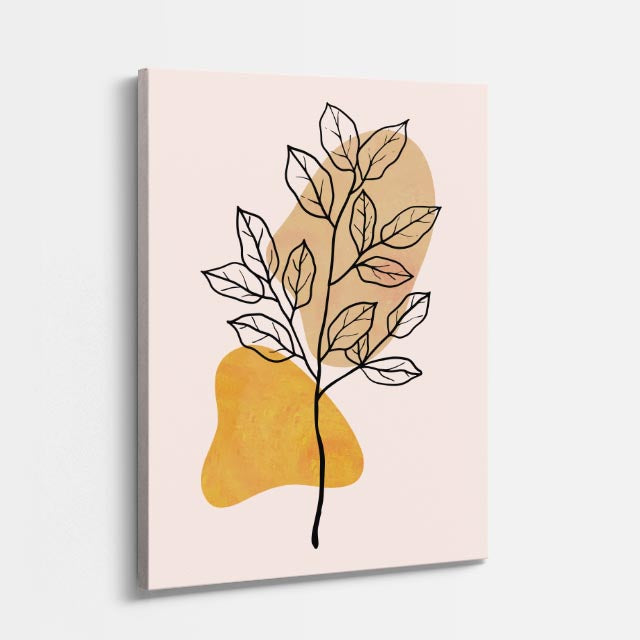 cuadro canvas floral y botanico rama crema estilo contemporaneo