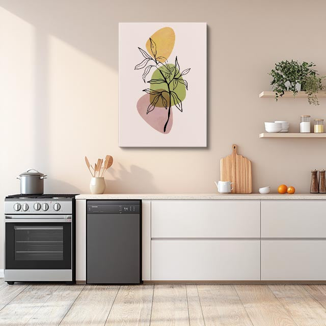 cuadro canvas floral y botanico jardin ocre estilo contemporaneo