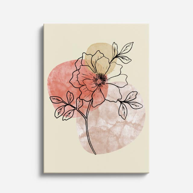cuadro canvas floral y botanico peonia textural estilo contemporaneo