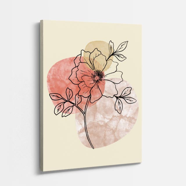 cuadro canvas floral y botanico peonia textural estilo contemporaneo