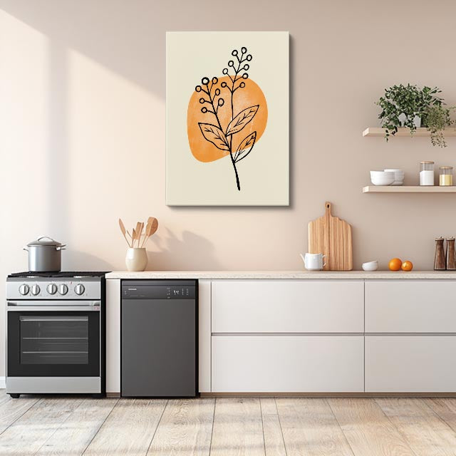 cuadro canvas floral y botanico rama mandarina estilo contemporaneo