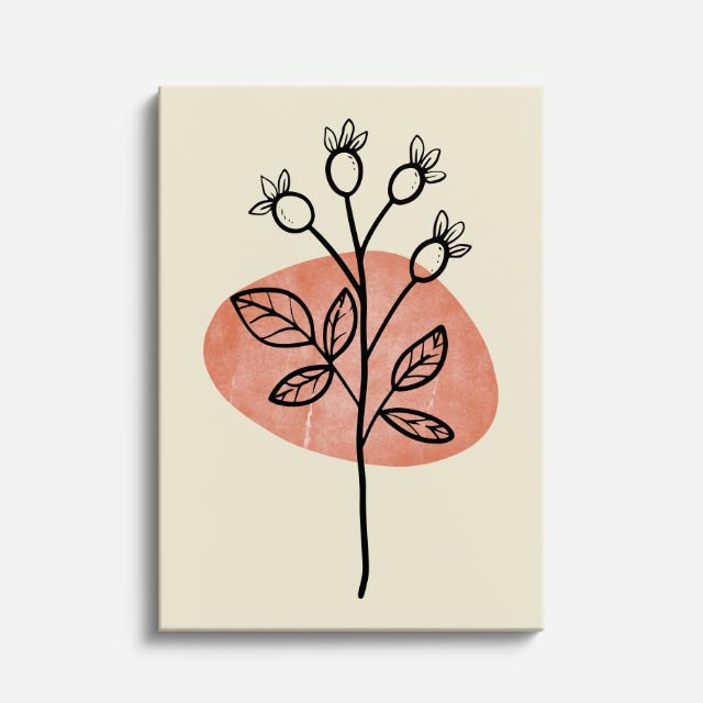 cuadro canvas floral y botanico brote rosado estilo contemporaneo