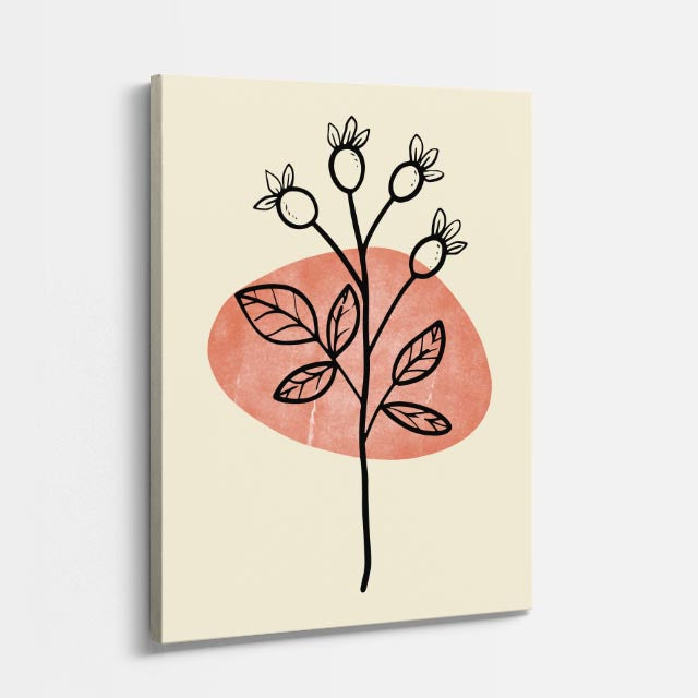 cuadro canvas floral y botanico brote rosado estilo contemporaneo