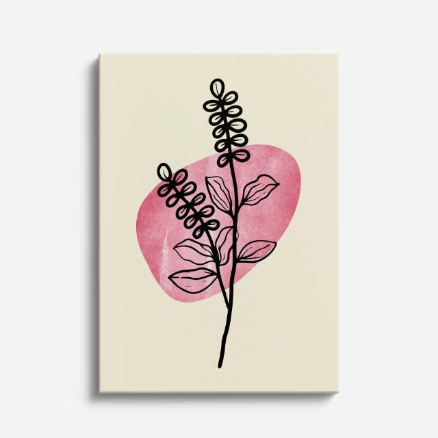 cuadro canvas floral y botanico lavanda coral estilo contemporaneo