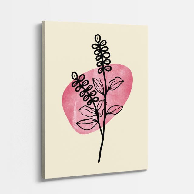 cuadro canvas floral y botanico lavanda coral estilo contemporaneo