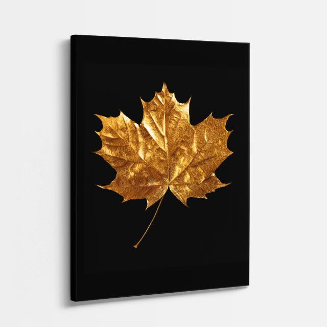 cuadro canvas floral y botanico hoja dorada arce estilo contemporaneo