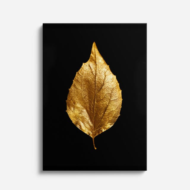 cuadro canvas floral y botanico hoja dorada clara estilo contemporaneo