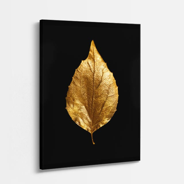 cuadro canvas floral y botanico hoja dorada clara estilo contemporaneo