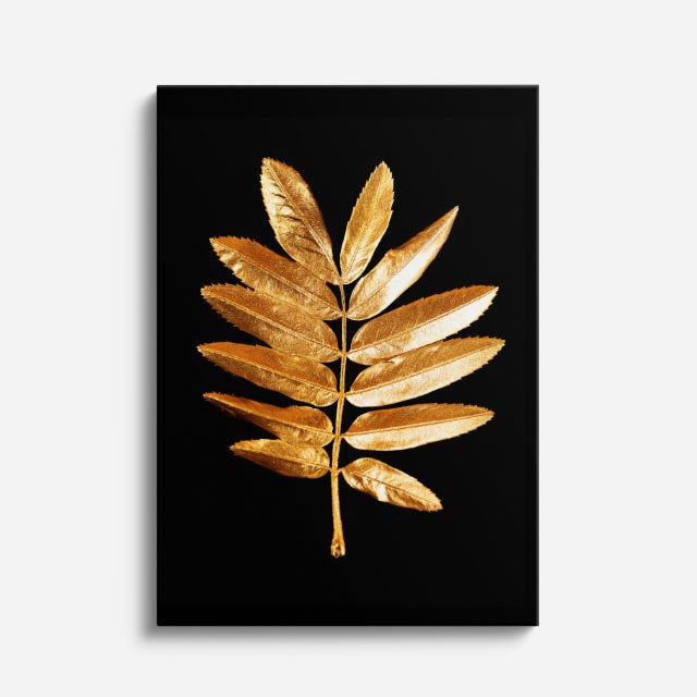 cuadro canvas floral y botanico rama dorada estilo contemporaneo