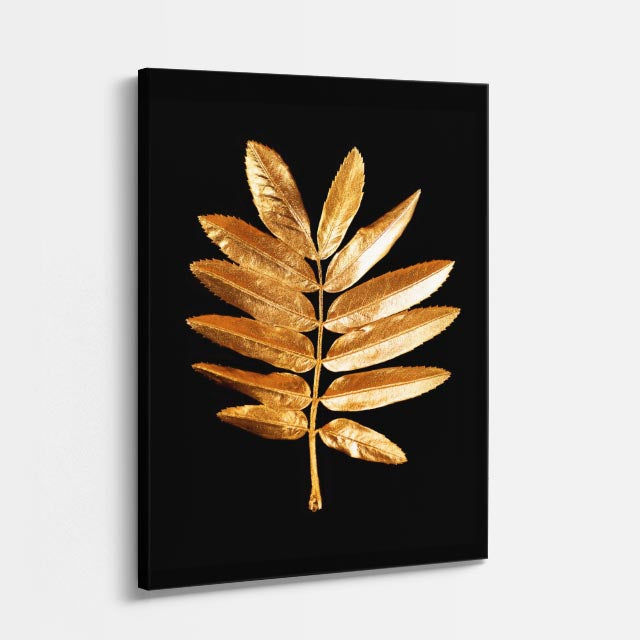 cuadro canvas floral y botanico rama dorada estilo contemporaneo