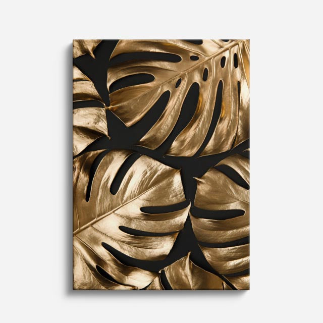 cuadro canvas floral y botanico selva de oro estilo contemporaneo