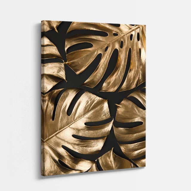 cuadro canvas floral y botanico selva de oro estilo contemporaneo