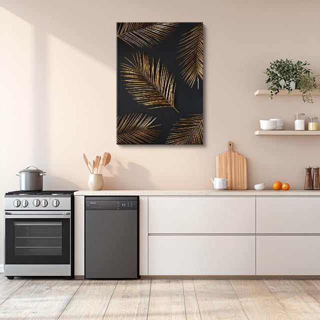 cuadro canvas floral y botanico palmas nocturnas estilo contemporaneo