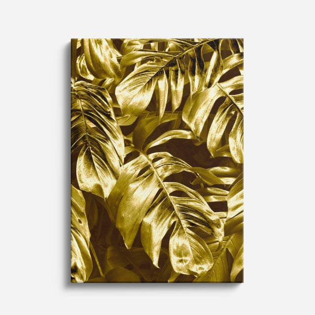cuadro canvas floral y botanico jungla dorada estilo contemporaneo
