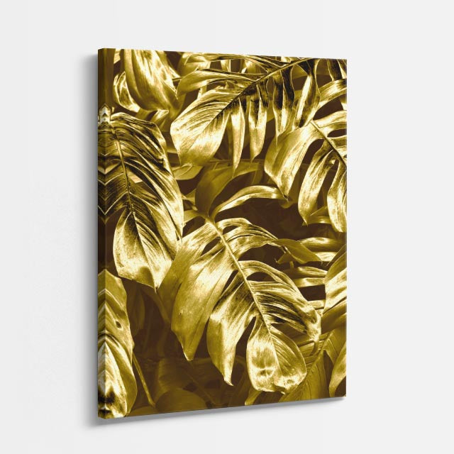 cuadro canvas floral y botanico jungla dorada estilo contemporaneo