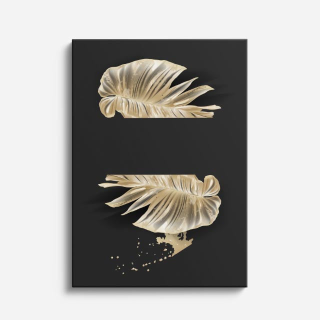 cuadro canvas floral y botanico plumas de oro estilo contemporaneo
