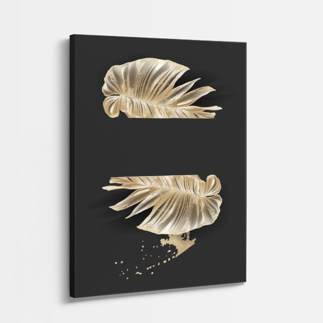 cuadro canvas floral y botanico plumas de oro estilo contemporaneo