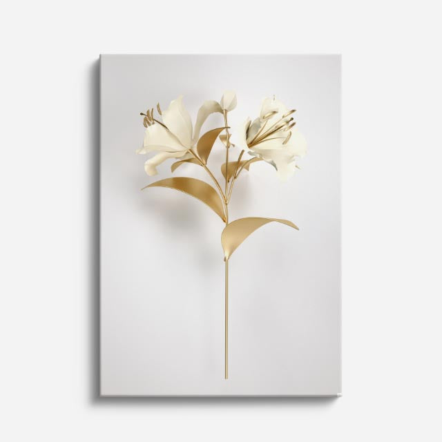 cuadro canvas floral y botanico lirio dorado estilo contemporaneo