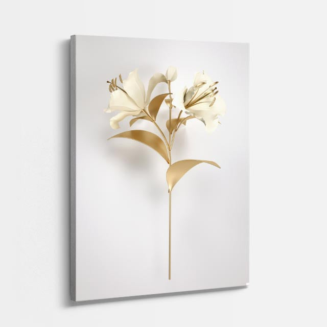 cuadro canvas floral y botanico lirio dorado estilo contemporaneo