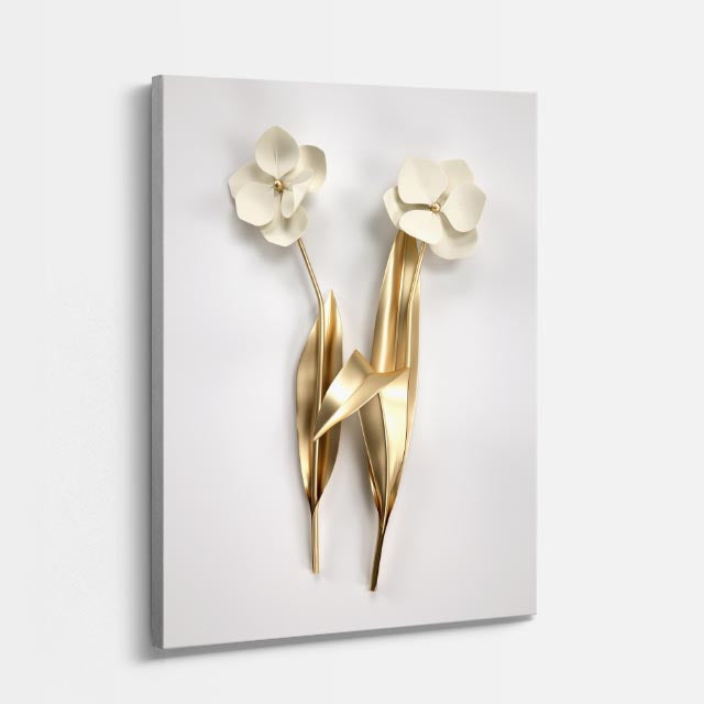 cuadro canvas floral y botanico orquideas de oro estilo contemporaneo