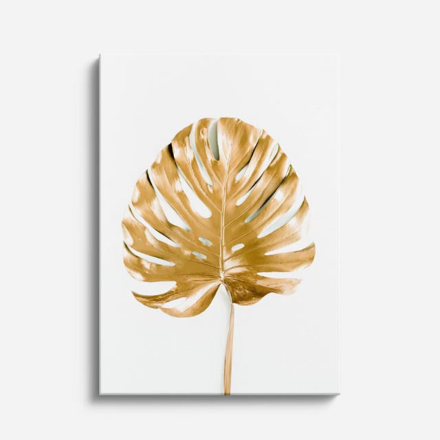 cuadro canvas floral y botanico monstera de oro estilo contemporaneo