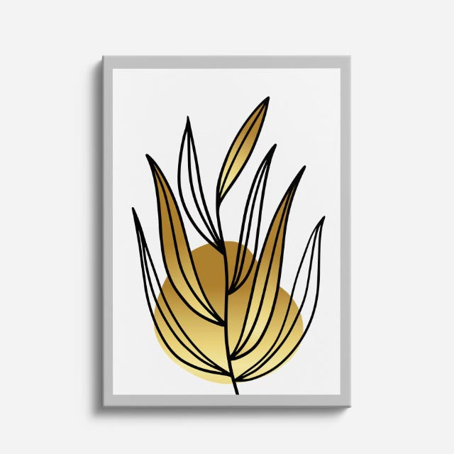 cuadro canvas floral y botanico brote dorado estilo contemporaneo