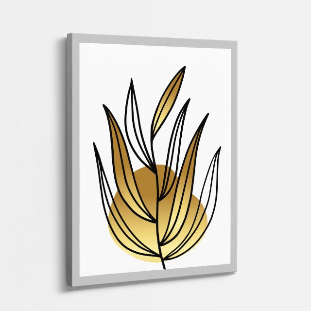 cuadro canvas floral y botanico brote dorado estilo contemporaneo