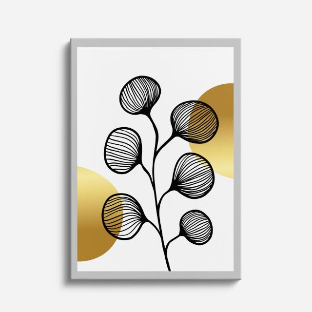 cuadro canvas floral y botanico bayas doradas estilo contemporaneo