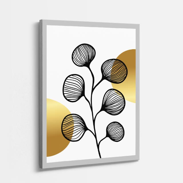 cuadro canvas floral y botanico bayas doradas estilo contemporaneo
