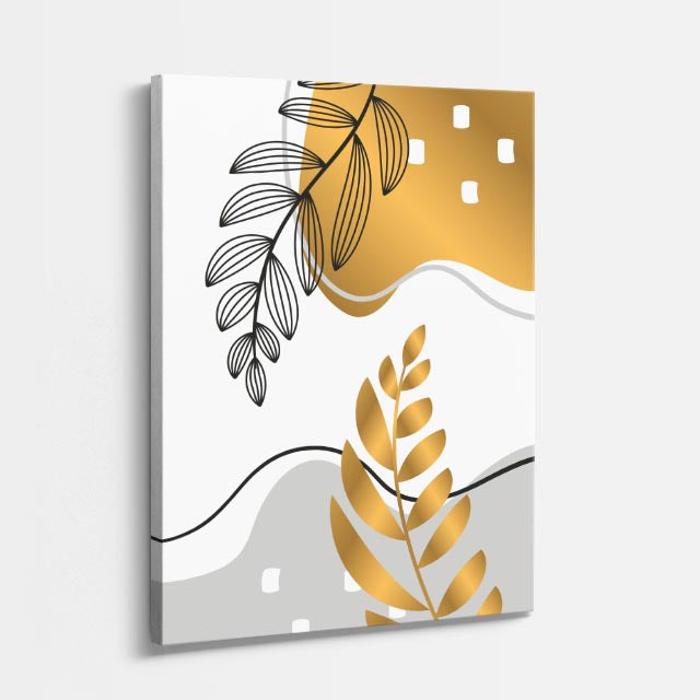 cuadro canvas floral y botanico hojas en eclipse estilo contemporaneo