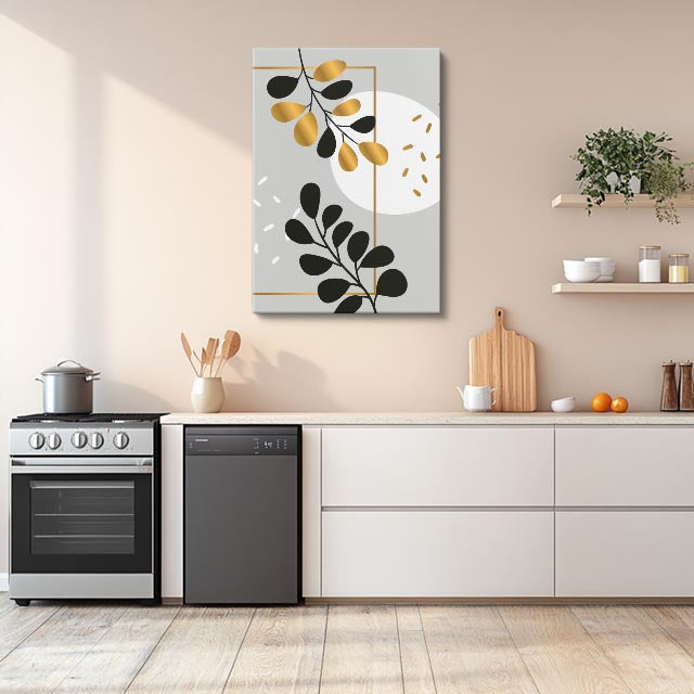 cuadro canvas floral y botanico rama geometrica estilo contemporaneo