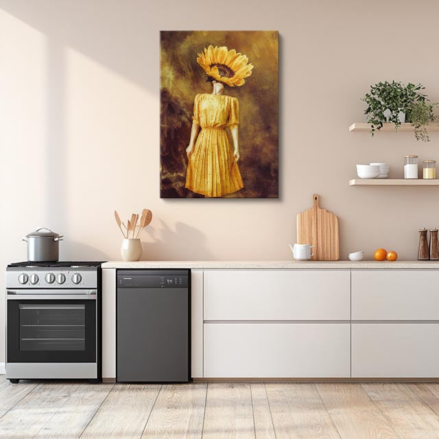 cuadro canvas floral y botanico musa girasol estilo contemporaneo