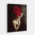 cuadro canvas floral y botanico rosa escarlata estilo contemporaneo