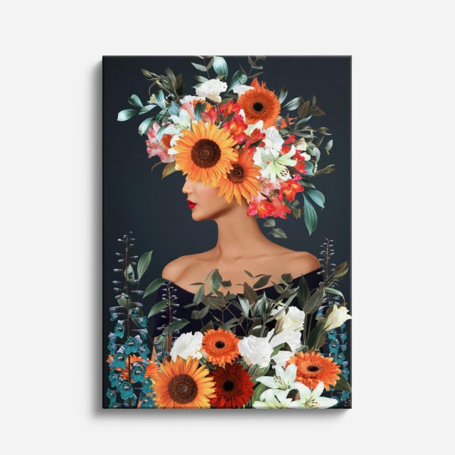 cuadro canvas floral y botanico corona de girasoles estilo contemporaneo