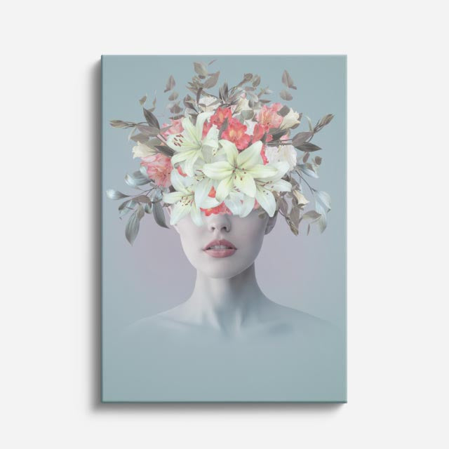 cuadro canvas floral y botanico lirio celeste estilo contemporaneo