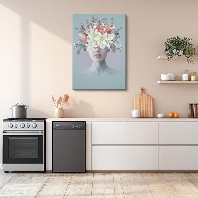 cuadro canvas floral y botanico lirio celeste estilo contemporaneo