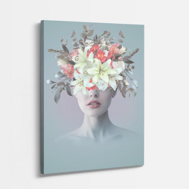 cuadro canvas floral y botanico lirio celeste estilo contemporaneo