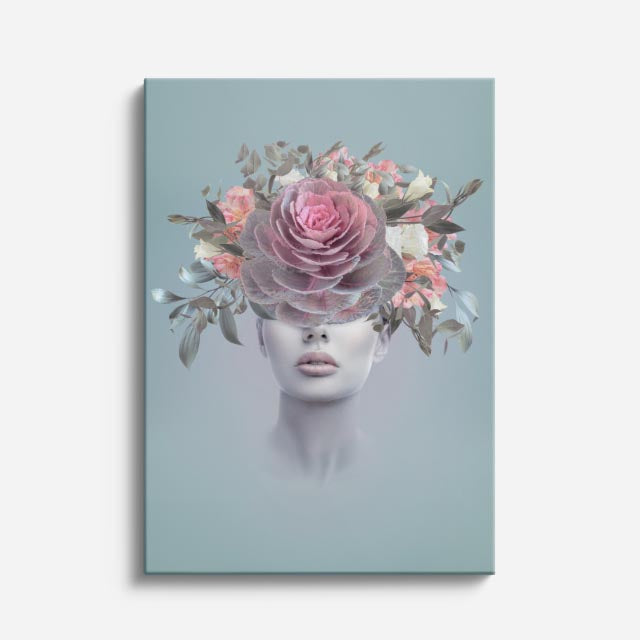 cuadro canvas floral y botanico rosa eterea estilo contemporaneo