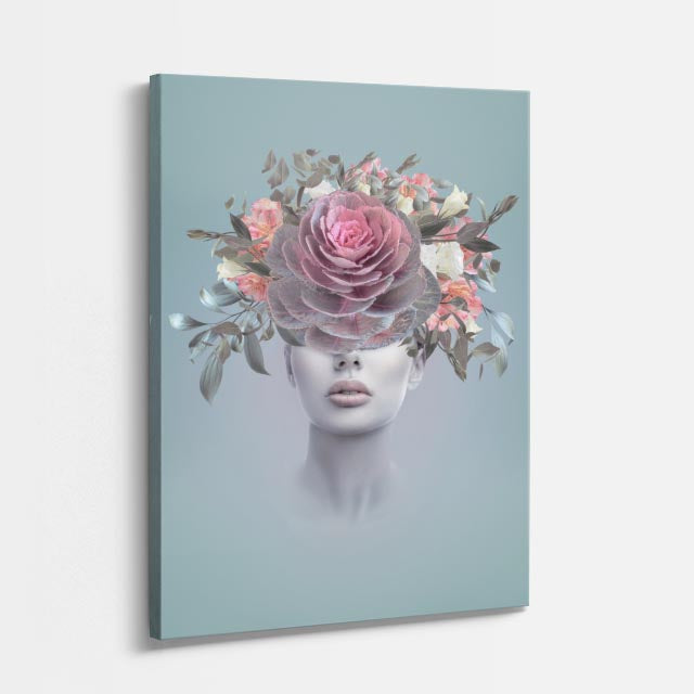 cuadro canvas floral y botanico rosa eterea estilo contemporaneo