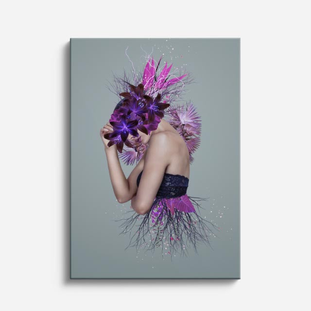 cuadro canvas floral y botanico orquidea violeta estilo contemporaneo