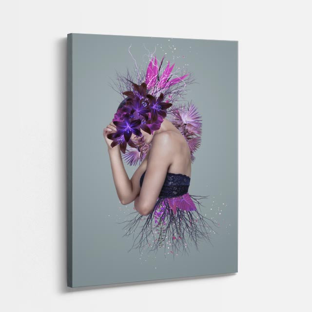 cuadro canvas floral y botanico orquidea violeta estilo contemporaneo